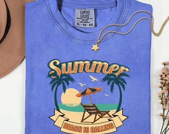 Summer Beach Calling T-Shirt, Tropical Palm Tree Graphic Tee