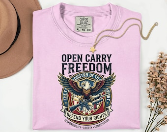 Patriotic Eagle Open Carry Freedom Graphic Tee, Second Amendment Liberty Apparel