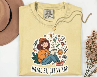 Artist Girl Graphic Tee, Hayal Et Çiz Ve Yap Sketchbook Shirt, Creative Apparel