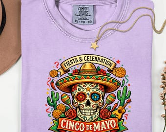Retro Sugar Skull Cinco De Mayo Shirt, Floral Calavera Fiesta Tee