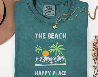 Beach Happy Place Shirt, Summer Vacation Coastal Graphic Tee