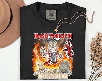 Iron Maiden Run For Your Lives Eddie Graphic Tee, Heavy Metal Concert Merch