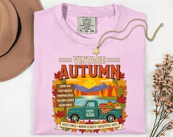 Vintage Autumn Truck Graphic Tee, Cozy Fall Harvest Apparel