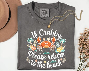 Crabby Crab Beach T-Shirt, Tropical Summer Vacation Apparel