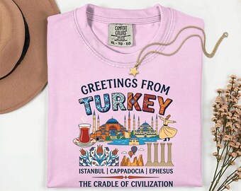 Turkey Travel Graphic Tee, Istanbul Cappadocia Ephesus Souvenir Shirt, Retro Landmark Apparel