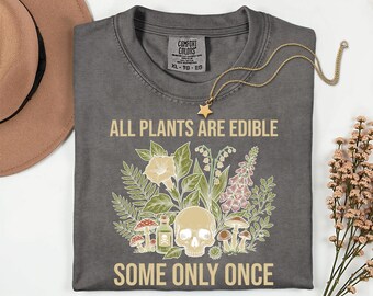 Botanical Skull T-Shirt, Dark Humor Gardener Gift, Vintage Plant Tee