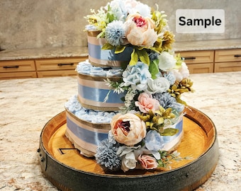 Instrucciones para hacer una tarta de pañales de tres pisos – Centro de mesa para baby shower (Descarga digital)