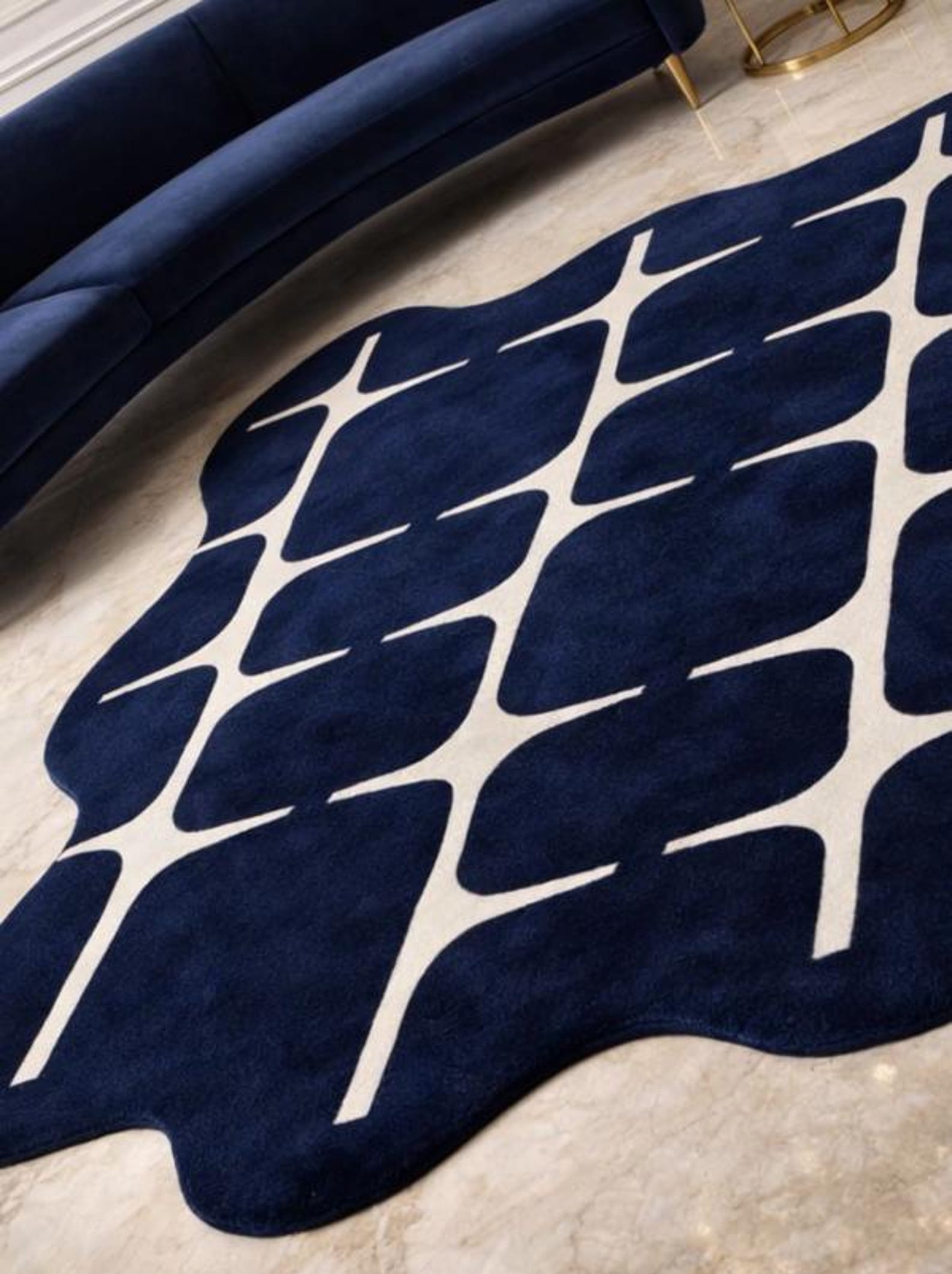 Hand Tufted Navy Blue Wool Rug | Modern Abstract Design - Etsy