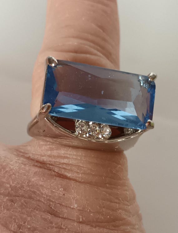 Massive statement ring with light blue crystal (1… - image 2