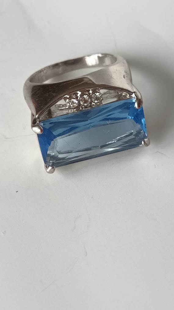 Massive statement ring with light blue crystal (1… - image 9