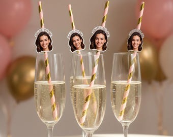 Personalisierte Braut Foto Strohhalme, Benutzerdefinierte Bachelorette Party Dekorationen