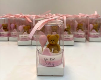 Personalisierte Teddybär 1. Geburtstag Kerze Favor, Baby-Dusche-Andenken Geschenk