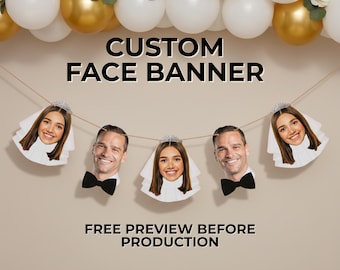 Personalisierte Hochzeit Gesicht Banner, individuelle Braut & Bräutigam Fotogirlande | Verlobung, Bachelorette, Hochzeit Party Dekor