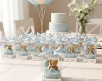 Personalisierte Teddybär-Kerzenbevorzugung, Babyparty-Geburtstags-Gastgeschenke