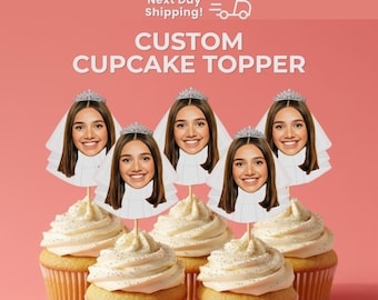 Benutzerdefinierte Gesicht Braut Cupcake Toppers, Brautparty Dekor