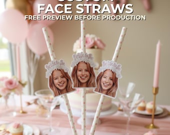 Personalisierte Braut Foto Papier Strohhalme, Bachelorette Party Decor