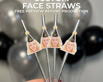Personalisierte 40. Geburtstag Foto Strohhalme, Custom Party Decor