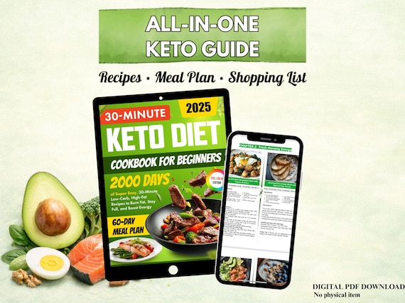 Keto Diet Cookbook for Beginners | 60-Day Meal Plan & Shopping List | Easy 30-Minute Keto Recipes