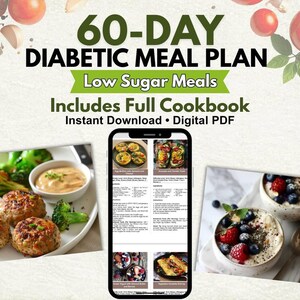60-Day Diabetic Meal Plan PDF | Low Sugar Meal Planner for Beginners | Easy Recipes, Shopping List & Full Cookbook