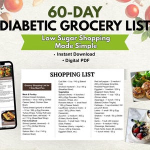 Diabetic Grocery List PDF | Low Sugar Shopping List for Beginners | Printable Food List + Meal Planning Support