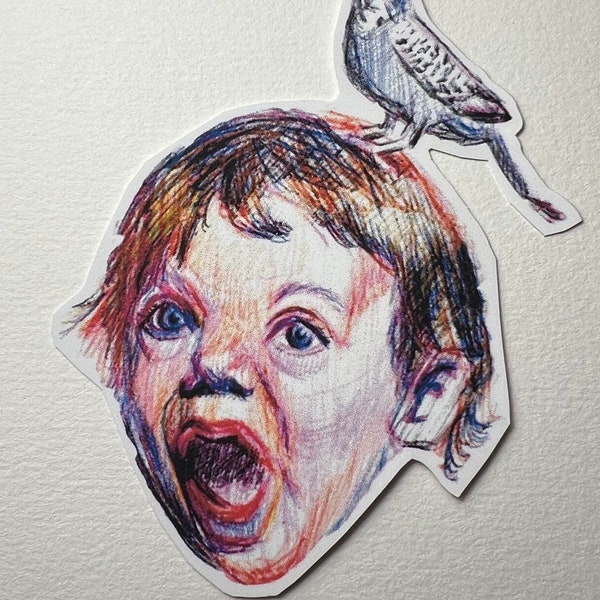 Budgie Girl - Girl with Bird On Head Sketch Sticker