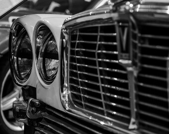 Impression noir et blanc de voiture de sport vintage classique | Art mural automobile emblématique | Téléchargement de photographies de voitures rétro