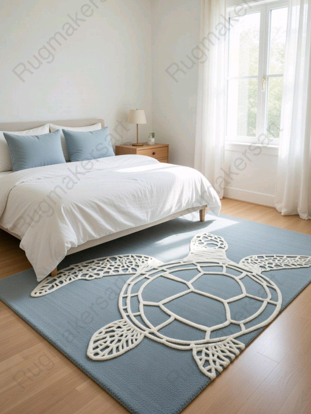 Hand Tufted Sea Turtle Rug, Coastal Ocean Decor, Beach House Floor ...