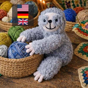 Patrón de perezoso a crochet en PDF / Patrón de peluche de perezoso amigurumi / Lindo muñeco de perezoso perezoso DIY bebé perezoso en PDF Apto para principiantes Descarga instantánea