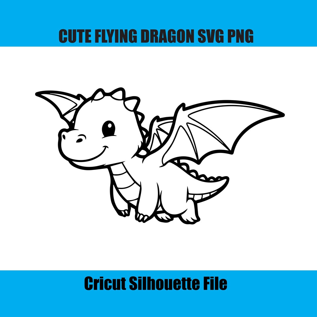Cute Flying Dragon SVG | Kids T-shirt Design | Cartoon Dragon Clipart ...