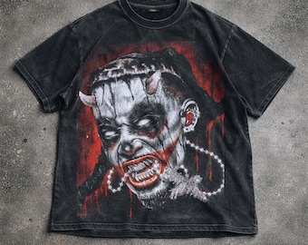 Teufel Gothic Vintage Shirt, Dämon Grafik T-Shirt, Dunkle Ästhetische Shirt, Streetwear Hoodie Sweatshirt, Edgy Kleidung, Unisex Geschenk.