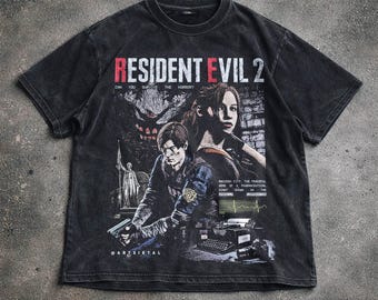 Resident Evil 2 T-Shirt, Leon and Claire Graphic Tee, Survival Horror Game T-Shirt, Unisex Hoodie Sweatshirt, Gaming Fan Gift.