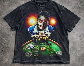 Poker Spieler Vintage gewaschenes Hemd, Kasino-Grafik-T-Shirt, Kartenspiel-ästhetisches Hemd, Glücksspiel-Hoodie-Sweatshirt, Unisex Geschenk.