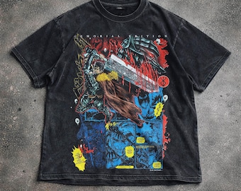 Comic Schwert Krieger T-Shirt, Schlacht Blut Grafik T-Shirt, Manga Stil Hoodie Sweatshirt, Gewalt Ästhetik Shirt, Unisex Geschenk.