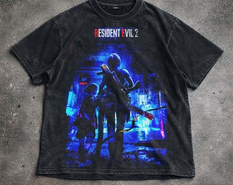 Maglietta Resident Evil 2 Leon Claire Graphic Tee Horror Game Sweatshirt Hoodie Unisex Gamer Gift for Him Her Streetwear.