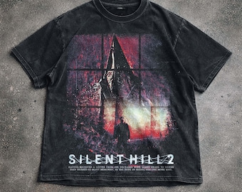 Koszulka Silent Hill 2 Pyramid Head Horror Game Graphic Tee Survival Horror Vintage Washed T-shirt z kapturem bluza odzieżowa.