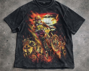 Biker Schädel Motorrad Vintage T-Shirt, Apocalypse Moto Grafik T-Shirt, Gothic Streetwear Hoodie, Motorradfahrer Sweatshirt, Unisex Geschenk.