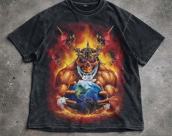 Skull King Vintage Shirt, Dark Gothic Graphic Tee, Apocalypse Skull Shirt, Streetwear Sweatshirt, Edgy Ästhetische Kleidung, Unisex Geschenk.