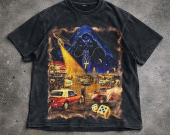 Sensenmann Vintage Shirt, dunkle Streetwear Grafik T-Shirt, Tod Ästhetik Shirt, Urban Chaos Hoodie Sweatshirt, Unisex Geschenk.