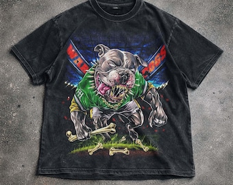 Bulldogge Streetwear T-Shirt, Hund Grafik T-Shirt, Maskottchen Stil Shirt, Vintage Washed Hoodie Sweatshirt, Unisex Geschenk.