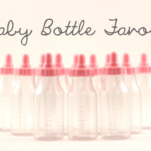 Pink Baby Bottle Favors - Girl Shower - 12 pcs, 4.5 inch tall - fillable, candy, mints