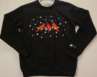 Bluza King Universal Vintage z haftowanym kardynałem i płatkami śniegu, czarna, mała