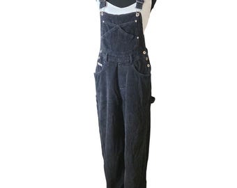 Vintage London London S Black Corduroy Overalls Baggy Minimalist Grunge Utility