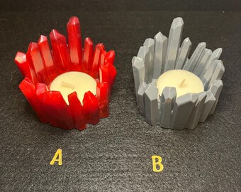 Portavelas de resina con cristales en forma de racimo – Portavelas con piedras preciosas hecho a mano