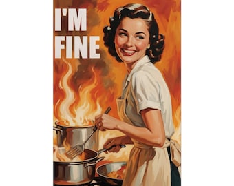 Im Fine Retro Housewife Illustration Rolled Poster | Vintage Kitchen Art