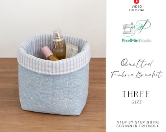 Patrón de costura para cubo de tela acolchada / Proyecto DIY para principiantes (Patrón PDF)