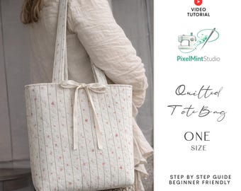 キルティングトートバッグの型紙｜初心者向けPDFと動画チュートリアル｜（A4/A0/レターサイズ対応）