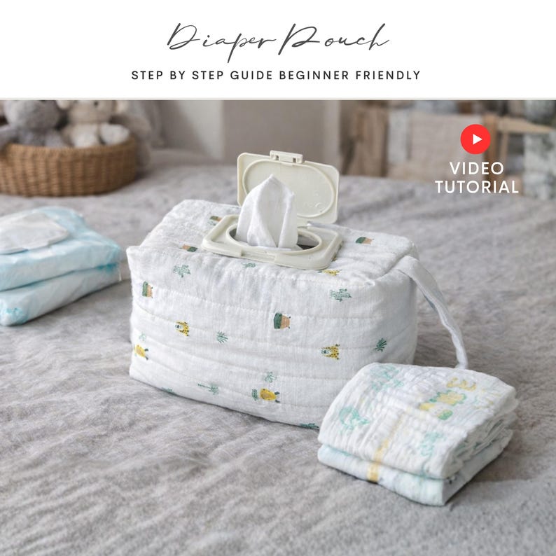 Diaper and Wipes Pouch Sewing Pattern | Box Nappy Diaper and Wipes Sewing Pattern |  Beginner Friendly PDF A4/A0/U S Letter
