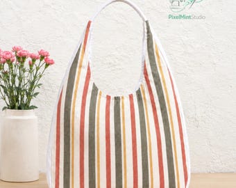 Rowan Contrast Trim Hobo Bag Sewing Pattern | Slouchy Shoulder Tote PDF
