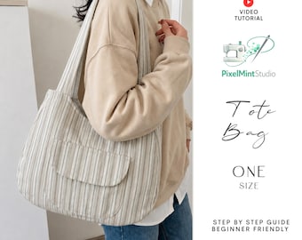 Round Tote Bag Sewing Pattern PDF | Beginner Friendly PDF Template (A4/A0 US Letter)