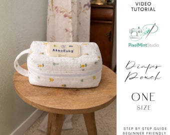 Patrón de costura para bolsa de pañales y toallitas húmedas / Apto para principiantes (PDF A4/A0/Carta EE. UU.)